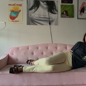 Yellow checkered flare pants